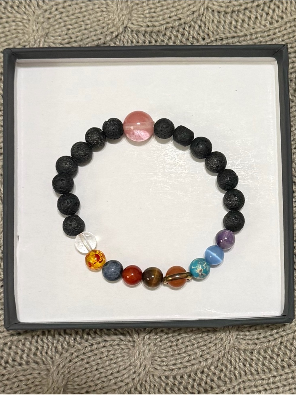 Unisex Multicolor Accent Lava Stone & gemstone / nine planets